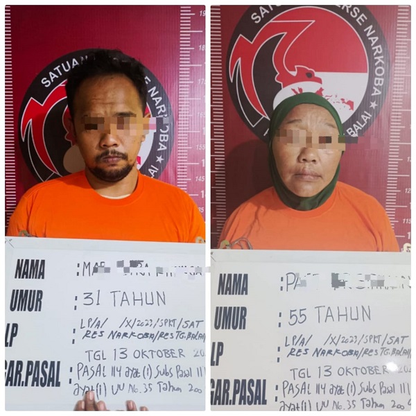 Ibu dan anaknya ditangkap diduga sebagai bandar narkoba di Tanjungbalai. Waspada/Ist