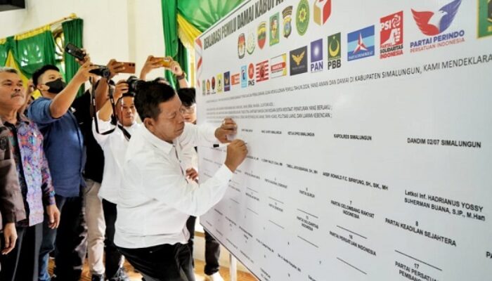 Bupati Simalungun, Forkopimda Dan Peserta Pemilu Deklarasi Pemilu Damai