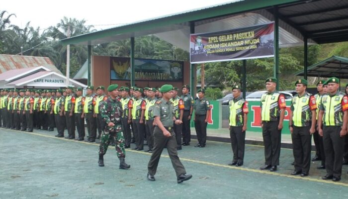 Dandim Aceh Tamiang Pimpin Apel Gelar Pasukan Pengamanan Pemilu