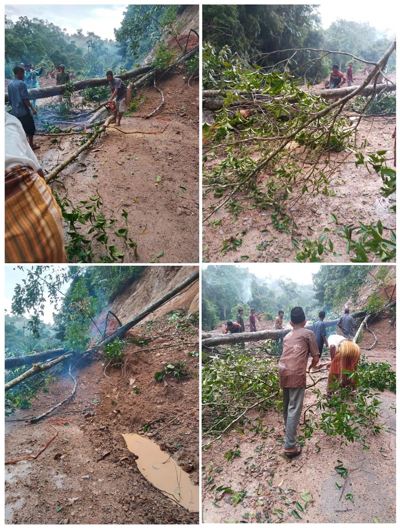 Akses Jalan Tambangan Tertutup Longsor Dan Pohon Tumbang