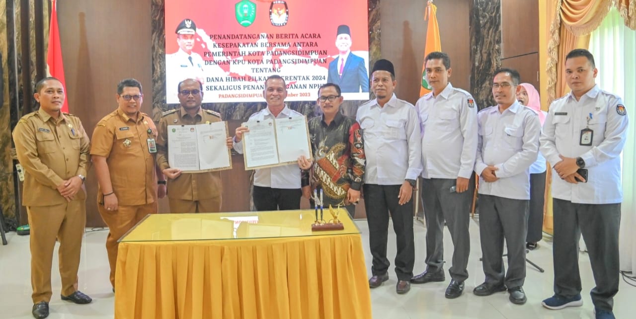 Pj.Wali Kota Padangsidimpuan Teken Anggaran Pilkada 2024 Rp23,8 M