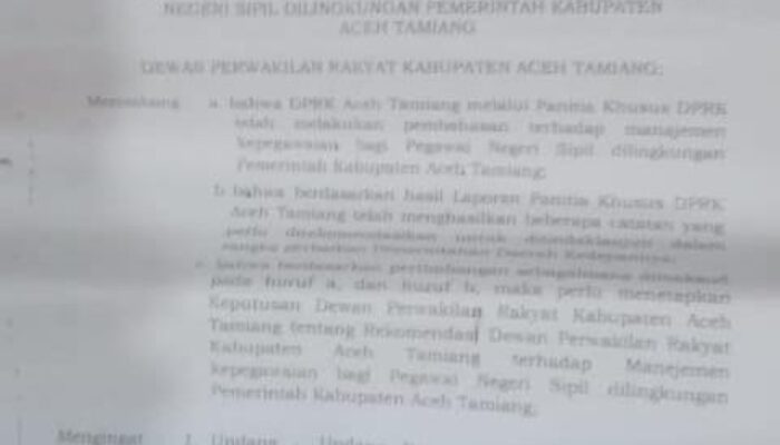 DPRK Aceh Tamiang Terbitkan Surat Aneh