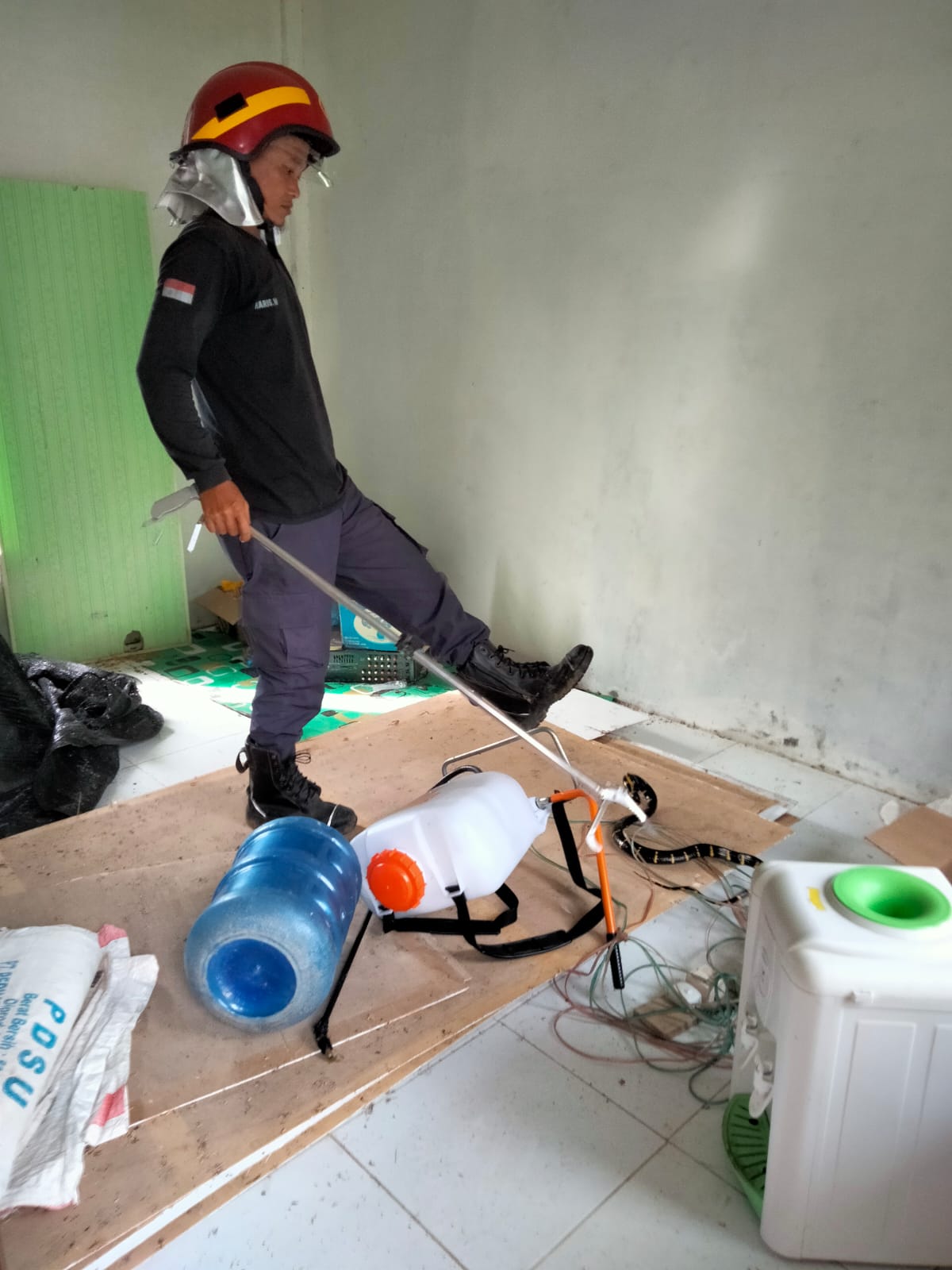 Petugas BPBD Aceh Besar Evakuasi Kerbau Dalam Sumur