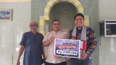 Warga Musala Hayatul Iman Salurkan Donasi Palestina ke DD Waspada