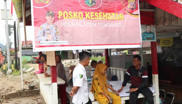 Polres Agara Dirikan Posko Kesehatan Warga Terdampak Banjir