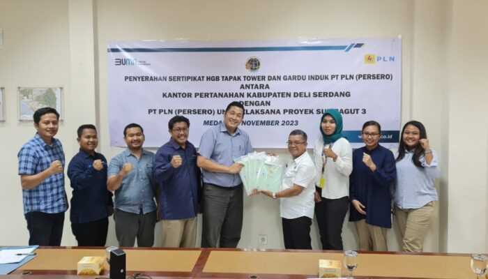 PLN Terima 24 SHGB Tapak Tower Dan GI Dari Kantah Deliserdang