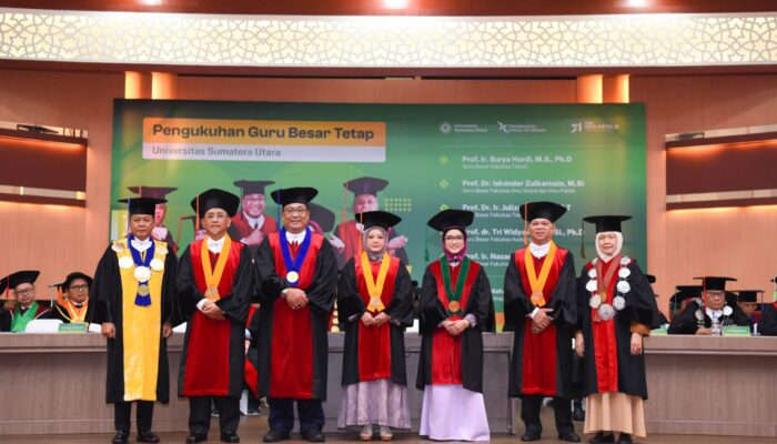 Lima Guru Besar USU Dikukuhkan, Rektor Ingin Jumlah Rasio Profesor Ideal
