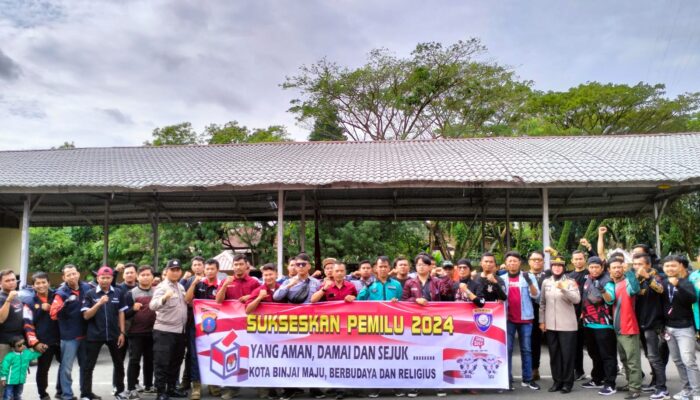 Raiders Komunitas BMP Dukung Polres Binjai Ciptakan Pemilu Damai