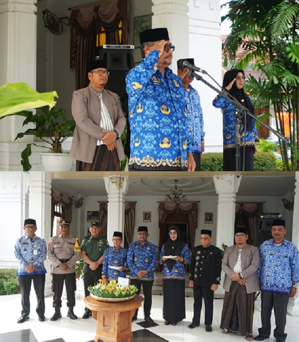 Sekda Kota Langsa, Ir Said Mahdum Majid, saat memimpin peringatan HUT ke-52 Korpri, di Pendopo Wali Kota Langsa, Rabu (29/11). Waspada/Rapian.