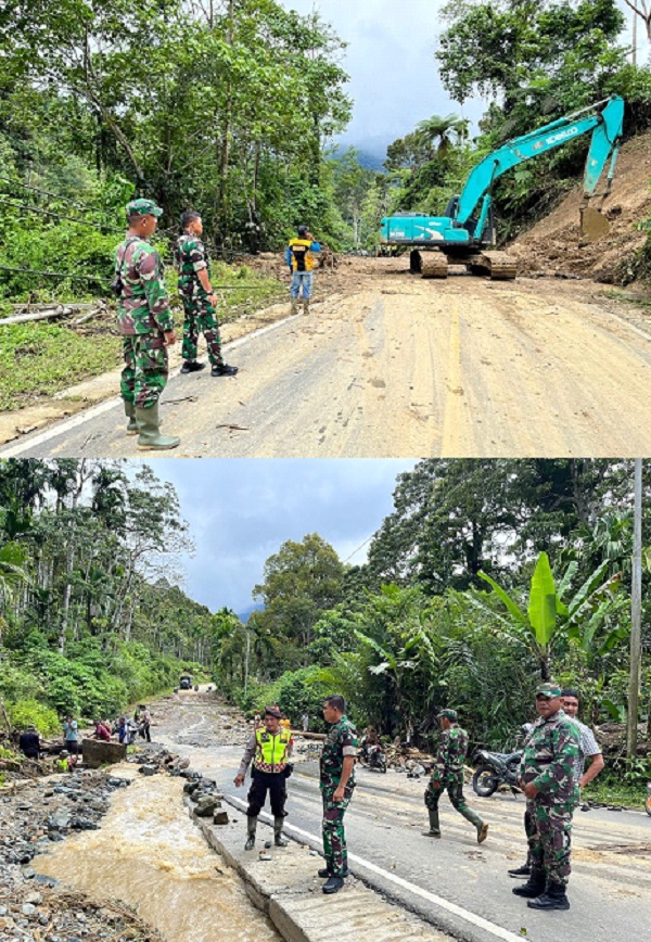 Lokasi longsor di jalan Beutong-Takengon sudah normal kembali setelah dilakukan penanganan bersama oleh TNI-Polri dan masyarakat, Rabu (29/11).).(Waspada/Ist)
