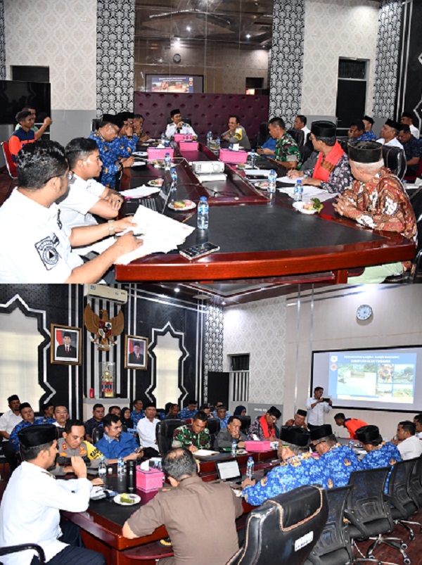 Pj Bupati Agara, Syakir Rapat Koordinasi Penanganan Bencana Alam . Waspada/Ist