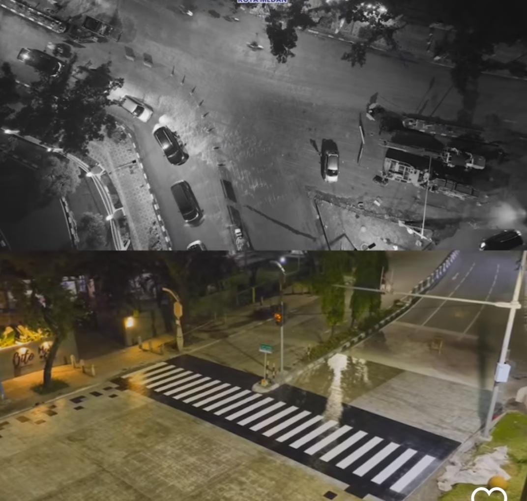 LANDSKAP pedestrian untuk mendukung trotoar yang sudah dibangun ternyata menuai masalah dan menyebabkan korban pengguna kendaraan tergelincir. Waspada/Ist
