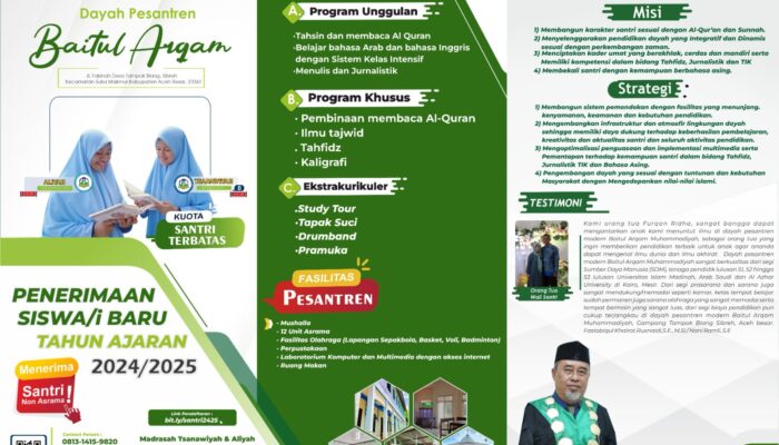 Dayah Baitul Arqam Muhammadiyah Aceh Menerima Santri Baru