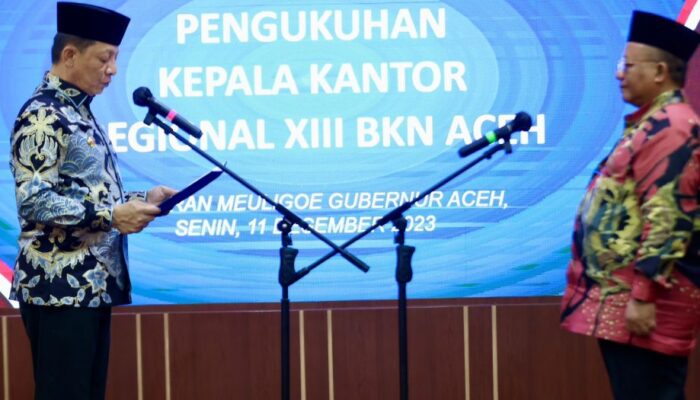 Pj Gubernur Kukuhkan Kepala Regional 13 BKN Aceh Yang Baru