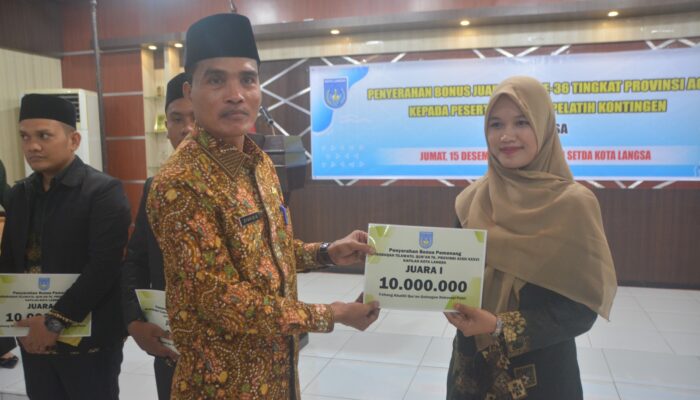 Kafilah MTQ Langsa Terima Bonus