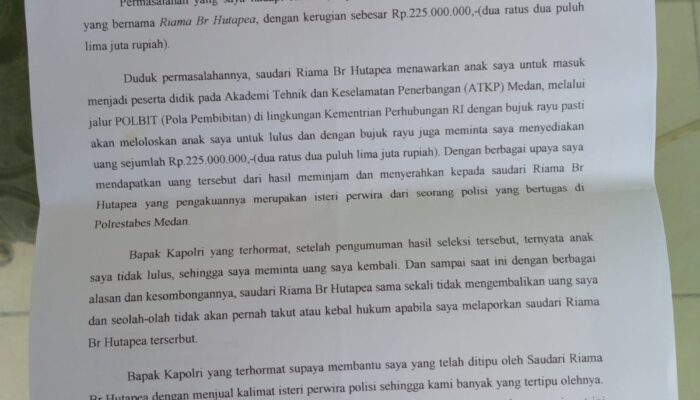Pelaku Belum Dijadikan Tersangka, Korban Penipuan Kirim Surat Ke Kapolri