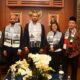KETUA Komisi I DPR RI Meutya Hafid bersama anggota Komisi I DPR RI Almuzzammil Yusuf menyambut kedatangan warga Palestina di Nusantara II, Gedung DPR RI, Senayan, Jakarta, Kamis (30/11). Waspada/Ist