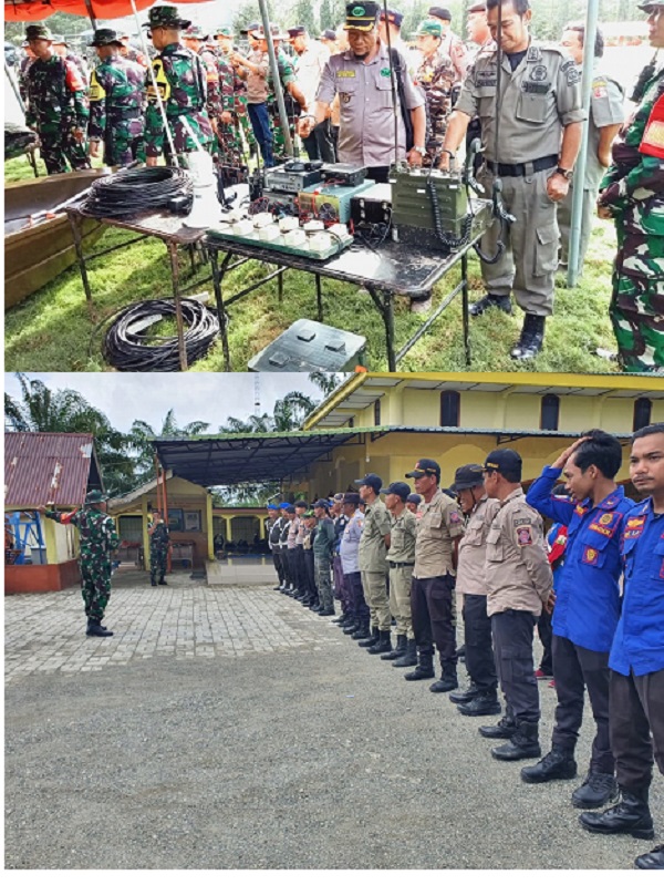 Anggota RAPI Wilayah 01.13 Nagan Raya mengikuti latihan penanggulangan bencana yang dilaksanakan oleh Korem 012/TU di lapangan Kuala Tuha/Langkak Kecamatan Kuala Pesisir Kabupaten Nagan Raya, Rabu (6/12).(Waspada/Muji Burrahman)
