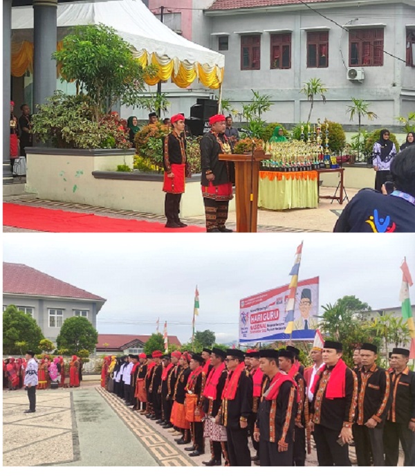 Plt Sekda, Yusrizal ST pimpin upacara peringatan hari guru nasional Tahun 2023.Waspada/Seh Muhammad Amin