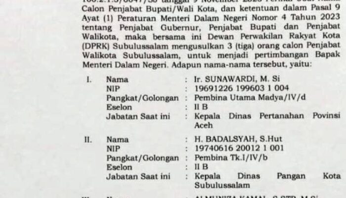 Tiga Diusulkan Pj Wali Kota, Dua Dari Provinsi Dan Satu Kota