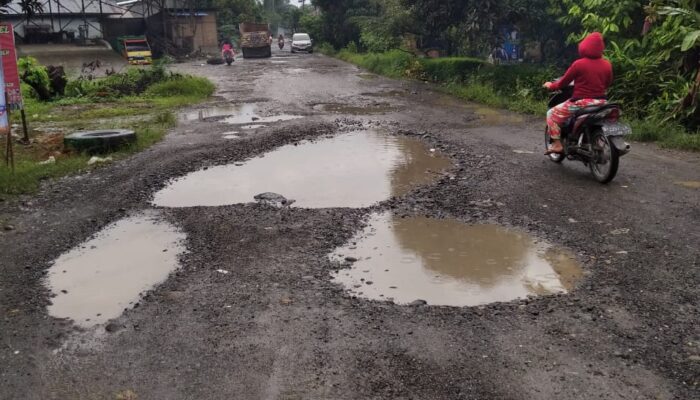Jelang Pergantian Tahun, Ruas Jalan Bagai Kubangan Di Langkat