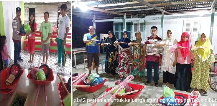 Penyerahan bantuan benih sayuran dan peralatan pertanian lengkap, di Desa Ujung Sialit PBB dan Desa Teluk Nibung Kecamatan Pulau Banyak yang berlangsung hingga malam, baru-baru ini. WASPADA/Dinas Pangan