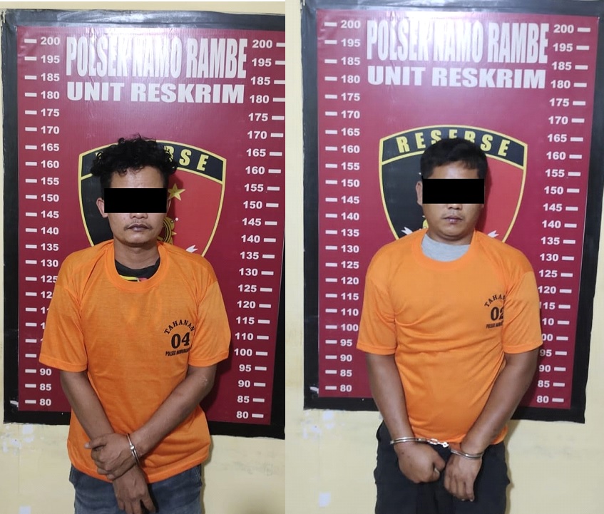 Foto tersangka saat diamankan di Polsek Namorambe. (Waspada/ist)