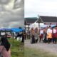 Para seniman tari sedang bersiap menjelang pembukaan Piasan Aceh Rayeuk yang dipusatkan di Jantho Sport City (JSC), Aceh Besar, Jumat (22/12) sore. (Waspada/Ist)
