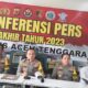 Kapolres Agara, AKBP R. Doni Sumarsono saat menyampaikan penyelesaian kasus kriminal dan kasus narkoba. Waspada/Seh Muhammad Amin