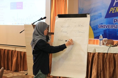 ALWEEN Ong, wirausaha muda Sumatera Utara yang dikenal sebagai tokoh muda peduli pendidikan memberikan pemaparan di acara seminar "Guru Kreator Digital" bertemakan "Upaya Meningkatkan Kompetensi Kepala/Guru Menuju Madrasah yang Cakap Digital," yang berlangsung di RA ANBATA Medan Sunggal, baru-baru ini. Waspada/Ist
