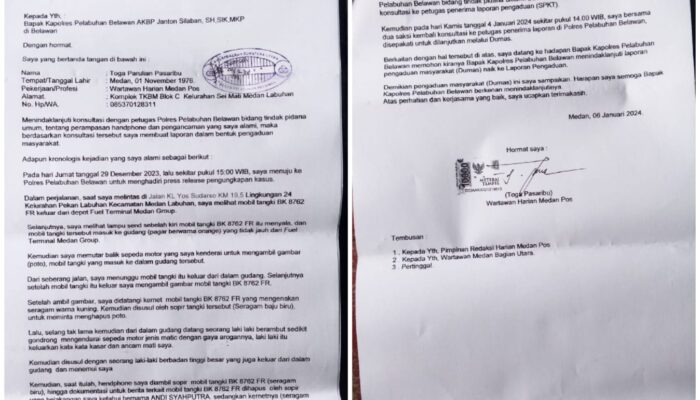 Perampas Hp Dan Pengancam Wartawan Dilaporkan Ke Polres Pelabuhan Belawan