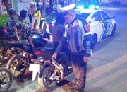 Patroli Malam Minggu, Satlantas Polres Pijay Amankan Kendaraan Knalpot Brong