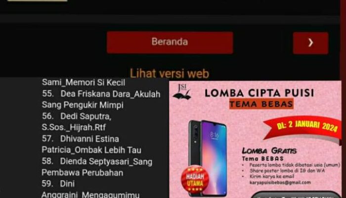 Puisi Senja, Eddyanto Lolos LCPN 2024 JSI