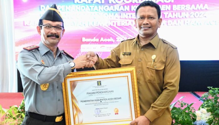 Aceh Besar Terima Penghargaan Dari Kemenkumham Wilayah Aceh