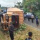 Kondisi truk box tronton setelah menabrak sejumlah kenderaan.(Waspada/ist).