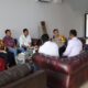 KAPOLRESTABES Medan Kombes Pol TJS Marbun terima audiensi Komisioner Bawaslu Medan dan Bawaslu Deliserdang, Jumat (12/1) di ruang lobi Mapolrestabes Medan. Waspada/Ist