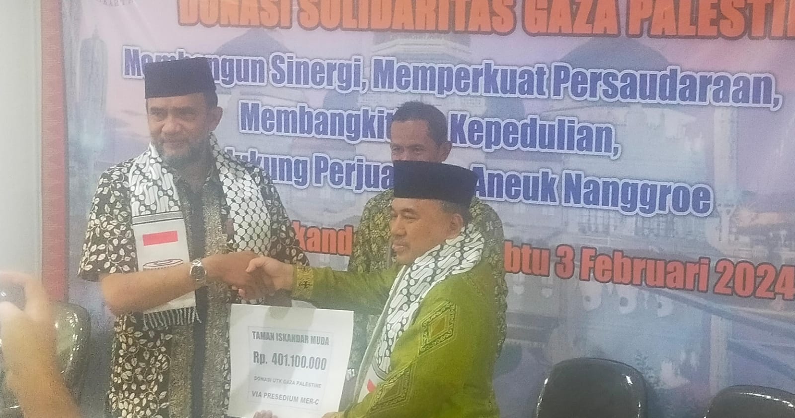 Taman Iskandar Muda Serahkan Donasi Rp401Juta Untuk Palestina