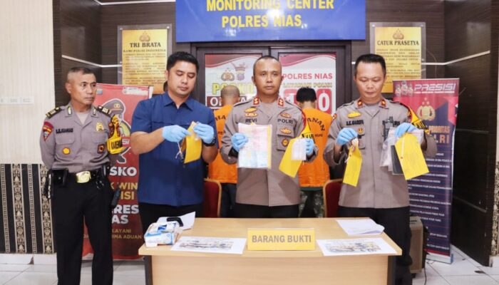 Lagi, Polres Nias Tangkap 2 Tersangka Pengedar Narkoba