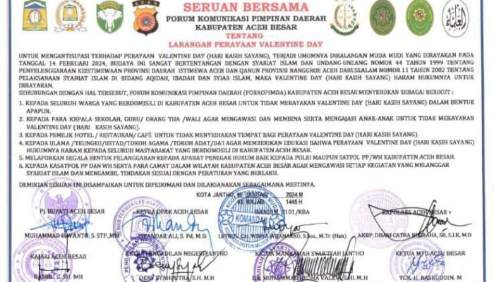 Aceh Besar Larang Keras Perayaan Valentine