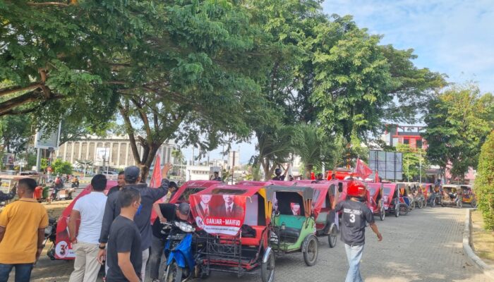 Dukung Ganjar -Mahfud, Puluhan Betor Konvoi Di Kota Lhokseumawe