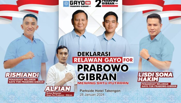 Relawan Gayo Ucapkan Selamat Prabowo-Gibran