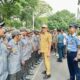 Tampak dalam gambar Pj. Wali Kota Sabang, Reza Fahlevi melakukan pengecekan barisan Lanmas. (Waspada/TZ)