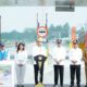 PRESIDEN Joko Widodo saat meresmikan jalan tol KualaTanjung-Tebingtinggi-Parapat seksi Tebingtinggi- Indrapura, dan jalan ruas tol Indrapura-Kisaran di Gerbang Tol Limapuluh dan bersilaturahmi dengan pelaku UMKM di Sumut yang tergabung dalam program Mekar binaan PNM di lapangan Limapuluh Kota.Waspada/Ist