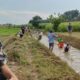 Warga dan Pangulu bersama unsur Muspika Kecamatan Siantar melakukan marharoan bolon (gotong royong) membersihkan saluran irigasi di Nagori Silau Malaha, Kamis (22/2).(Waspada/ist).