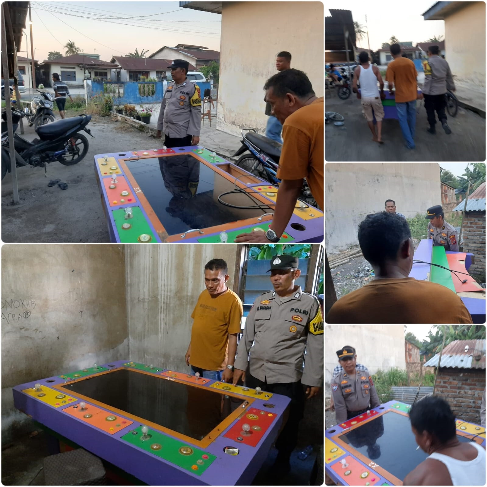 Polsek Firdaus mengamankan meja judi tembak ikan. Waspada/ist