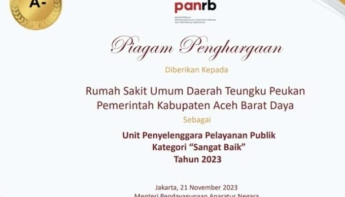 RSUDTP Terima Penghargaan KemenPAN-RB