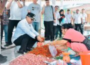   Pj Bupati Batubara Nizhamul, S.E, M.M saat meninjau pasar murah di Lapangan Limapuluh Blok 8, Kecamatan Limapuluh. Waspada/Ist