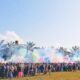 Kegiatan Apel Siaga Pengawasan Pemilu Serentak tahun 2024, di Lapangan Bola Kaki Kebun Lama, Jalan Pondok Pabrik Kecamatan Langsa Lama, Minggu (11/2). Waspada/Munawar