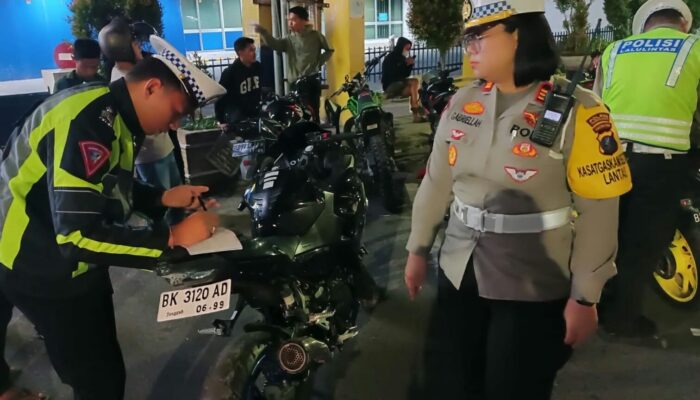 Polres P.Siantar KRYD Amankan 12 Sepeda Motor Knalpot Blong