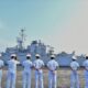 Komandan Pangkalan Utama TNI Angkatan Laut I (Danlantamal I) Brigjen TNI (Mar) Jasiman Purba, S.E., CHRMP., yang diwakili Asops Danlantamal I, Kolonel Laut (P) Hendrik Kurniawan, melepas keberangkatan kapal perang Angkatan Laut Prancis, FNS Vendemiare F 734, bertempat di Dermaga 104 Ujung Baru Pelindo Belawan, Medan, Sumatera Utara, Kamis (,28/3). Waspada/Ist